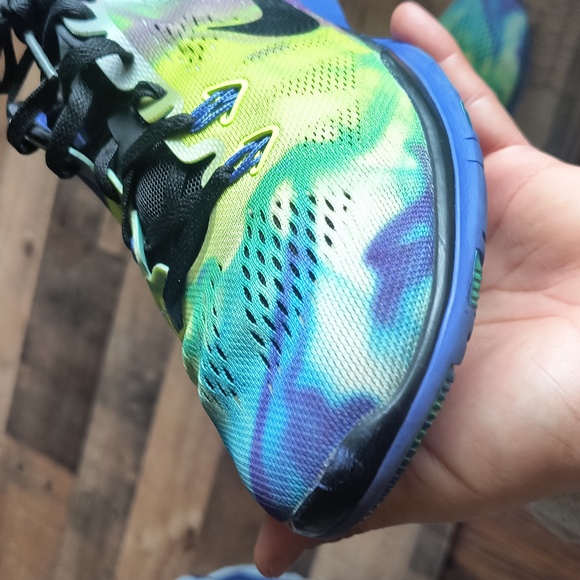 Nike Free 5.0 TR Tie Dye Purple Neon Yellow Sz 9 Women - Picture 15 of 17